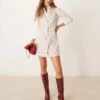 Abercrombie & Fitch V Neck Tailored Mini Dress In Stone For Women