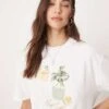 Abercrombie & Fitch Printed Oversized T-shirt In White For Women