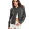 Abercrombie & Fitch Collared Cardigan In Dark Grey For Women Charcoal -Abercro Clothing Shop 206941458 1 charcoal