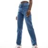 Abercrombie & Fitch Curve Love 90s Straight Ultra High Rise Jean In Dark Blue For Women Mid Wash Blue -Abercro Clothing Shop 206962826 1 midwashblue