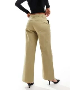 Abercrombie & Fitch Ultra Wide Leg Tailored Trouser In Olive Green For Women Olive Grey -Abercro Clothing Shop 206962891 3