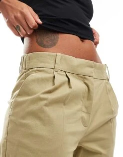 Abercrombie & Fitch Ultra Wide Leg Tailored Trouser In Olive Green For Women Olive Grey -Abercro Clothing Shop 206962891 5