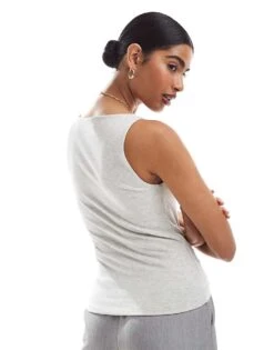 Abercrombie & Fitch Sleeveless Top With Boat Neck In Grey For Women -Abercro Clothing Shop 206962939 4