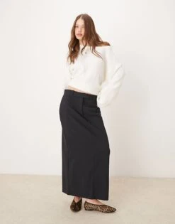 Abercrombie & Fitch Column Maxi Skirt In Black For Women
