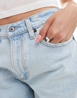 Abercrombie & Fitch Baggy Low Rise Jean In Light Wash Blue For Women Light Clean -Abercro Clothing Shop 206963061 3