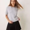 Abercrombie & Fitch Crew Neck Knitted T-shirt In Light Grey For Women -Abercro Clothing Shop 206963123 1 lightgrey