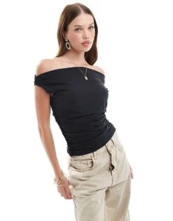 Abercrombie & Fitch Ruched Top In Black For Women
