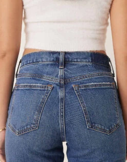 Abercrombie & Fitch Curve Love Mid Rise Straight Leg Jeans In Dark Blue For Women -Abercro Clothing Shop 206963288 4