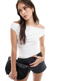 Abercrombie & Fitch Ruched Top In White For Women