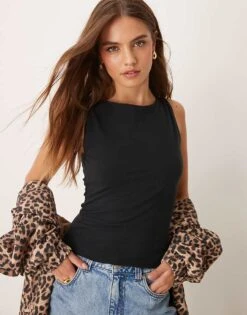 Abercrombie & Fitch Sleeveless Top With Boat Neck In Black For Women -Abercro Clothing Shop 206963343 1 black 1