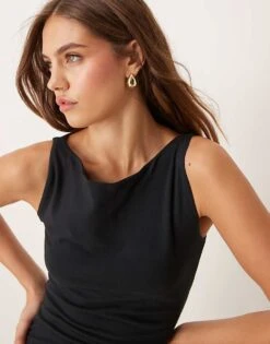 Abercrombie & Fitch Sleeveless Top With Boat Neck In Black For Women -Abercro Clothing Shop 206963343 4