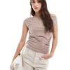 Abercrombie & Fitch High Neck Draped Top In Brown For Women Taupe Grey -Abercro Clothing Shop 206963405 1 taupegrey