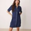 Abercrombie & Fitch Denim Zip Detail Mini Aline Skater Dress In Blue Wash For Women -Abercro Clothing Shop 207233829 1 bluewash