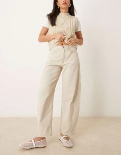 Abercrombie & Fitch Barrel Balloon Pant In Cream For Women -Abercro Clothing Shop 207233866 1 cream 1