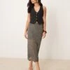 Abercrombie & Fitch Sheer Skirt With Underlay In Metallic Charcoal For Women -Abercro Clothing Shop 207342508 1 charcoal