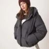 Abercrombie & Fitch Down Filled Heavyweight Mid Length Puffer Jacket In Charcoal For Women
