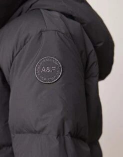 Abercrombie & Fitch Down Filled Heavyweight Mid Length Puffer Jacket In Charcoal For Women -Abercro Clothing Shop 207342532 3