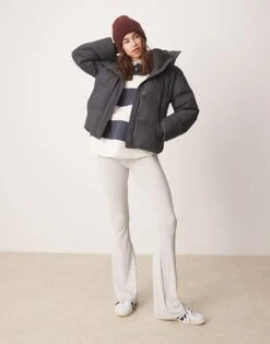 Abercrombie & Fitch Down Filled Heavyweight Mid Length Puffer Jacket In Charcoal For Women -Abercro Clothing Shop 207342532 4