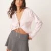 Abercrombie & Fitch High Rise Flirty Mini Skort In Grey For Women -Abercro Clothing Shop 207342533 1 grey