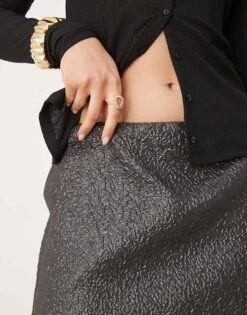 Abercrombie & Fitch Micro Mini Skort In Metallic Black For Women -Abercro Clothing Shop 207342534 5