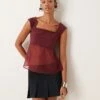 Abercrombie & Fitch Sheer Babydoll Cami Top In Burgundy For Women Red -Abercro Clothing Shop 207342629 1 red