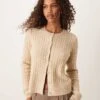 Abercrombie & Fitch Micro Cable Knit Cardigan With Icon Logo In Tan For Women Atmosphere Heather -Abercro Clothing Shop 207342634 1 atmosphereheather