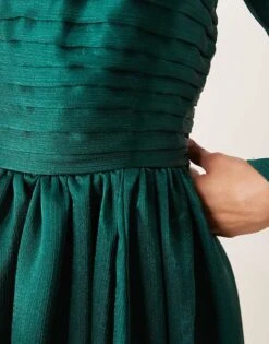 Abercrombie & Fitch Emerson Long Sleeve Dress In Dark Green For Women Rainforest -Abercro Clothing Shop 207342650 3