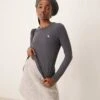 Abercrombie & Fitch Co-ord Icon Logo Long Sleeve Top In Charcoal Grey For Women Asphalt -Abercro Clothing Shop 207342674 1 asphalt