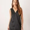 Abercrombie & Fitch Satin Shift Dress With Low Bow Back In Black For Women Black Beauty -Abercro Clothing Shop 207342706 1 blackbeauty
