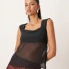 Abercrombie & Fitch Sheer Babydoll Cami Top In Black For Women -Abercro Clothing Shop 207342825 1 black