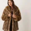Abercrombie & Fitch Faux Fur Coat In Brown For Women Brown Wolfy -Abercro Clothing Shop 207344898 1 brownwolfy