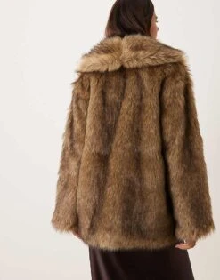 Abercrombie & Fitch Faux Fur Coat In Brown For Women Brown Wolfy -Abercro Clothing Shop 207344898 4