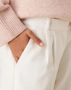 Abercrombie & Fitch Wide Leg Tailored Trousers In Cream For Women Jet Stream -Abercro Clothing Shop 207344938 5