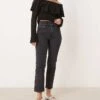 Abercrombie & Fitch Double Waistband Straight Fit Jeans In Black For Women Grey/black -Abercro Clothing Shop 207344982 1 greyblack