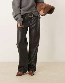 Abercrombie & Fitch Straight Leg Trousers In Black For Women Black Beauty -Abercro Clothing Shop 207345027 5