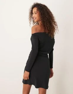 Abercrombie & Fitch Off The Shoulder Long Sleeve Mini Dress In Black For Women -Abercro Clothing Shop 207345029 3
