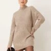 Abercrombie & Fitch Roll Neck Knitted Dress In Beige For Women -Abercro Clothing Shop 207345093 1 beige