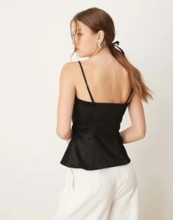 Abercrombie & Fitch Sculpt Satin Strapless Top In Black For Women Black Beauty -Abercro Clothing Shop 207345110 4
