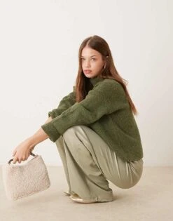 Abercrombie & Fitch Turtle Neck Knit Jumper In Khaki For Women -Abercro Clothing Shop 207345111 3