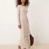 Abercrombie & Fitch Long Sleeve Button Down Knitted Maxi Dress In Light Beige For Women Grey -Abercro Clothing Shop 207345124 1 grey