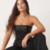 Abercrombie & Fitch Strapless Longline Sequin Tube Top In Black For Women -Abercro Clothing Shop 207345140 1 black