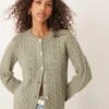 Abercrombie & Fitch Button Up Knit Cardigan In Green For Women Shadow Heather -Abercro Clothing Shop 207345156 1 shadowheather