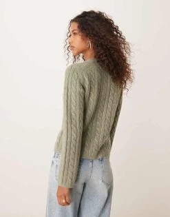 Abercrombie & Fitch Button Up Knit Cardigan In Green For Women Shadow Heather -Abercro Clothing Shop 207345156 4