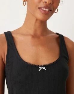 Abercrombie & Fitch Co-ord Lettuce Hem Pyjama Cami Top In Black For Women Black Beauty -Abercro Clothing Shop 207345185 4