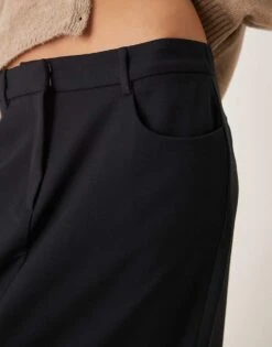 Abercrombie & Fitch Mid Rise Tailored Maxi Skirt In Black For Women Black Beauty -Abercro Clothing Shop 207345199 5