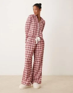 Abercrombie & Fitch Co-ord Drawstring Pyjama Bottoms In Red And Green Tartan For Women Red Plaid -Abercro Clothing Shop 207345200 1 redplaid 1