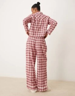 Abercrombie & Fitch Co-ord Drawstring Pyjama Bottoms In Red And Green Tartan For Women Red Plaid -Abercro Clothing Shop 207345200 4