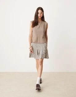 Abercrombie & Fitch Longline Tailored Top In Tan For Women -Abercro Clothing Shop 207345214 3