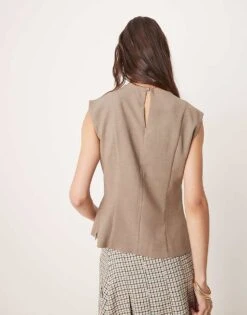 Abercrombie & Fitch Longline Tailored Top In Tan For Women -Abercro Clothing Shop 207345214 4