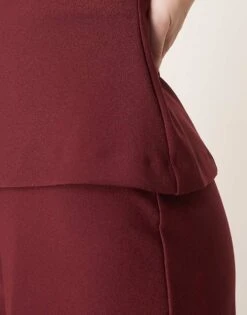 Abercrombie & Fitch Strapless Longline Tube Jumpsuit With Velvet Detailing In Burgundy For Women Windsor Wine -Abercro Clothing Shop 207345263 4